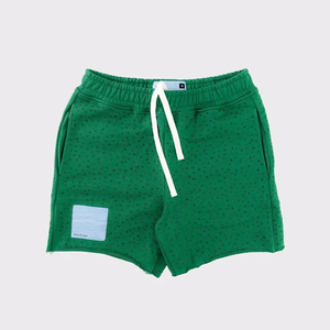 Short de survêtement vintage en coton pour hommes effet délavé à l'acide logo personnalisé impression numérique strass survêtement écologique OEM - Product Image 2