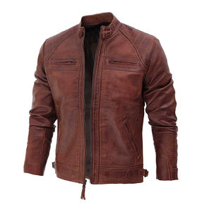 Veste en cuir d'agneau véritable pour homme, style motard, veste de moto noire, veste personnalisée en cuir véritable pour homme - Product Image 5