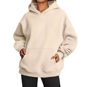 <b>Womens</b> Fashion Oversize Hoodie Basic Pullover <b>Sweatshirt</b> Solid Color Loose Top <b>Black</b> Hooded <b>Sweatshirt</b> OEM Wholesale - Product Image 3