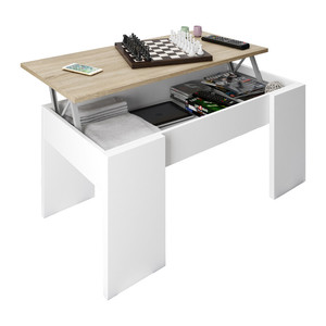 Kit Tavolo da Caffè Regolabile in Altezza Dimensioni 50x100x45h Rovere/Bianco - Product Image 1