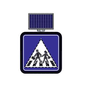 Señal de Tráfico LED de Aluminio de 60 x 60 cm con Energía Solar, Señal de Advertencia y Seguridad para Cruce Escolar al Aire Libre - Product Image 1
