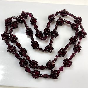 Vintage Handmade Natural Garnet <b>Beaded</b> Necklace <b>Red</b> <b>Beads</b> Wholesale ASP GEMS LT-236(z) 26 Inches - Product Image 2