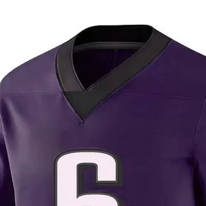 Maillot de football américain personnalisé violet noir blanc numéro col en V manches courtes en mesh uniforme d'équipe vêtements de sport personnalisés - Product Image 3