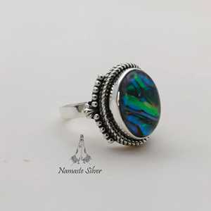 <b>Abalone</b> <b>Shell</b> Ring, Sterling Silver Oval Paua <b>Shell</b> Jewelry - Product Image 3