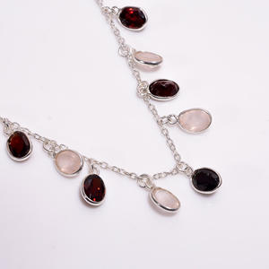 Venta al por mayor de diseño clásico hecho a mano de lujo collar de cadenas finas de Plata de Ley 925 con piedras preciosas mixtas para las mujeres - Product Image 2