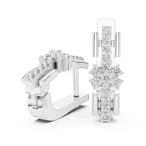 Pendientes de Aro Redondos con Moissanita, Plata de Ley 925, Engaste de Garras, Curvos con 30 Piedras - Product Image 5