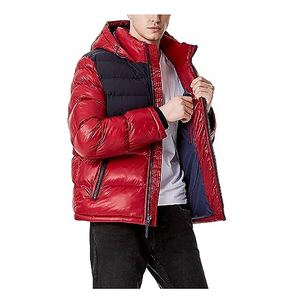 OEM chaqueta de invierno con logotipo personalizado para los hombres burbuja Puffer abajo con capucha abrigo con cuello alto al aire libre de moda de manga larga chaquetas cálidas - Product Image 4