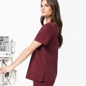 Ensemble de blouses médicales pour femmes, col en V, manches courtes, uniforme d'infirmière, vêtements de travail hospitaliers, haut et pantalon chirurgicaux, polyester/spandex tissé - Product Image 2