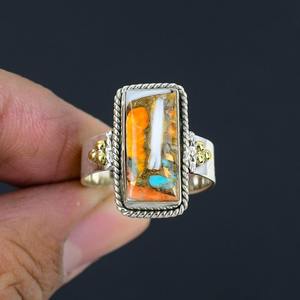 Bague de fiançailles et de mariage en argent sterling 925 pour femme, style bohème, pierre précieuse turquoise, cadeau tendance fait à la main - Product Image 3