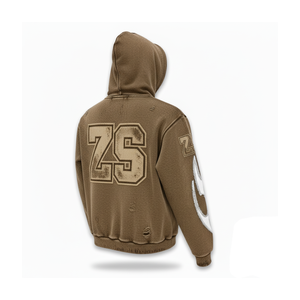 Heavyweight 370 GSM sweat à capuche zippé premium brossé polaire tissu marron surdimensionné broderie personnalisée chenille patch basics Hoodie - Product Image 4