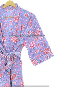 ชุดคลุมอาบน้ำผ้าฝ้ายทอแบบทำมือสไตล์อินเดียชุดนอนนุ่มพิมพ์ลายดอกไม้สไตล์โบฮีเมียน - Product Image 2