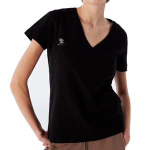 Personalizar cuello en V profundo negro camiseta mujer secado rápido cuello en V Camisetas Mujer 100% algodón poliéster Tops - Product Image 1