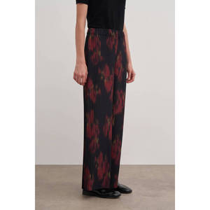 Pantalon formel noir à jambes larges, taille haute, imprimé, en crêpe plissé, respirant et tendance - Product Image 5