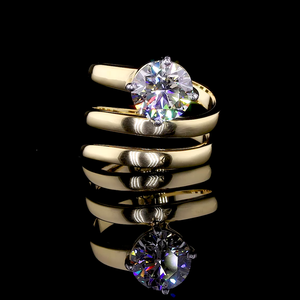 Golden Spiral Ring - 14K/18K <b>Yellow</b> Gold, Lab-Grown Diamond, Ring, Modern Twisted, Women - Product Image 1