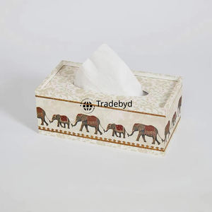 Caja de Pañuelos y Soporte de Madera Elegante Cuadrado con Estampado de Esmalte Ecológico para el Hogar, de Tradebyd - Product Image 1