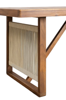 Ensemble de table à manger rectangulaire moderne pour l'extérieur avec 6 chaises de jardin en bois d'acacia, accoudoirs confortables pour hôtels et écoles