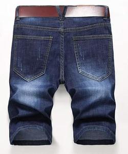 Short en jean de haute qualité pour hommes sur mesure respirant en détresse déchiré Denim taille moyenne conception pour l'été - Product Image 2