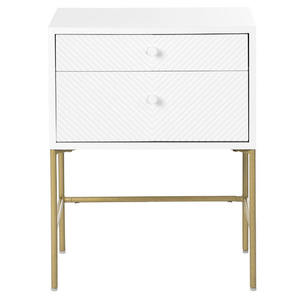 Table de chevet pliable en bois blanc avec base dorée au design midcentury meubles de chevet de rangement de luxe simples pour chambre à coucher - Product Image 4