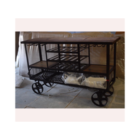Chariot de service de chariot de barre en bois de fer de meubles commerciaux industriels Vintage fabricant de chariot de service