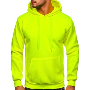Sudadera con capucha y forro polar de color amarillo neón, venta al por mayor - Product Image 4
