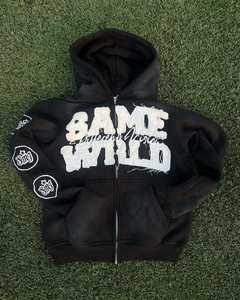 Vente en gros 2026 Survêtement en molleton évasé de qualité supérieure multicolore à la mode avec fermeture éclair, patchs déchirés, lavage à l'acide, broderie pour hommes - Product Image 5