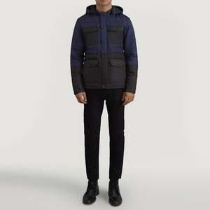 Veste matelassée en cuir Wayne noire et bleue avec capuche, manteau d'hiver décontracté au nouveau design, imperméable, fermeture éclair, tailles XS à 6XL - Product Image 3
