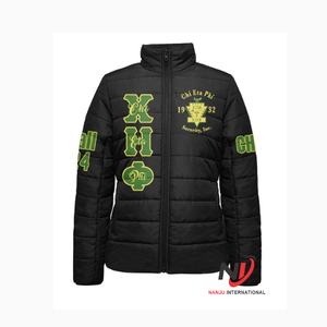 Chi Eta Phi Sorority Embroidery Women Satin Jacket | Sorority Embroidered Ladies Customised Silk Bomber Jacket - Product Image 5