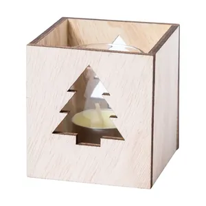 Seneo Porte-bougies en bois personnalisés en forme de sapin de Noël, lanternes, pots à bougies pour la vente en gros - Product Image 6