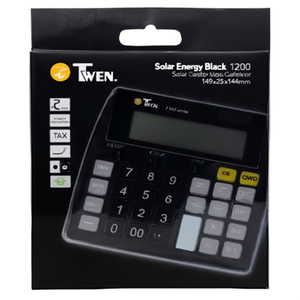 Calculatrice solaire de bureau noire 1200 Solar 149x25x144mm par TWEN - Product Image 3
