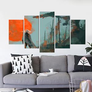 Décoration abstraite moderne Guerrier Samouraï - Œuvre d'art sur toile imprimée, lot de 5 toiles assorties - Product Image 1