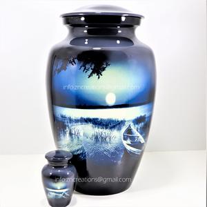 Urne funéraire adulte en aluminium recouvert de cuir de haute qualité pour cendres humaines impression personnalisée urne funéraire en laiton fournitures funéraires inde - Product Image 6