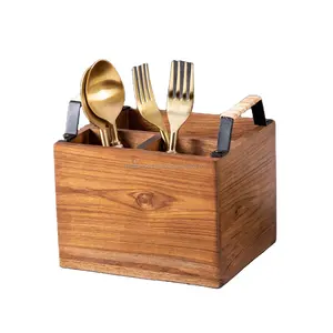 Soporte de cuchara de madera para cocina, soporte para cubiertos, organizador de mesa de comedor, diseño de cuchara de almacenamiento