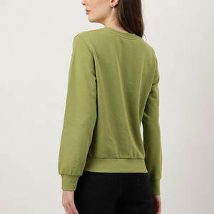 Sudadera Oversize de Algodón 100% con Cuello Redondo para Mujer Diseño de Manga Larga con Logotipo Frontal para Temporada de Invierno - Product Image 2