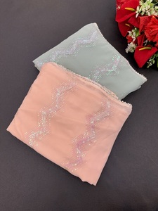 เสื้อสตรี georgette Saree ชาติพันธุ์สำหรับผู้ใหญ่สไตล์อินเดียที่สวยงามงานปาร์ตี้งานแต่งงาน - Product Image 2