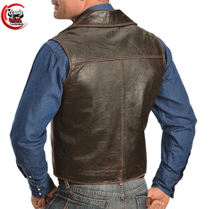 เสื้อกั๊กหนังสำหรับนักขี่มอเตอร์ไซด์แบบมีกระดุมคอวีระบายอากาศได้ดี - Product Image 6