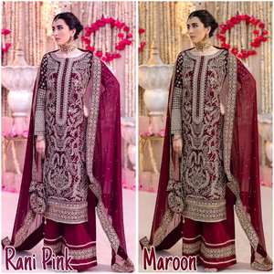 Presentación de la nueva ropa de fiesta de diseñador Salwar Kameez con bordado pesado trabajo Reversible todas las estaciones - Product Image 6