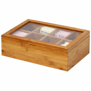 Caja de Té de Bambú Moderna Grabada Personalizada OEM, Forma Rectangular, Tapa con Bisagras, Multifuncional, Apta para Alimentos, Apta para Lavavajillas, Madera Sostenible - Product Image 4