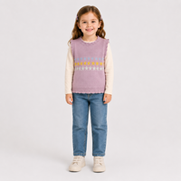 Pull sans manches tricoté personnalisé pour bébés filles, pull-over pour enfants, gilet pull à étoiles pour enfants, en promotion