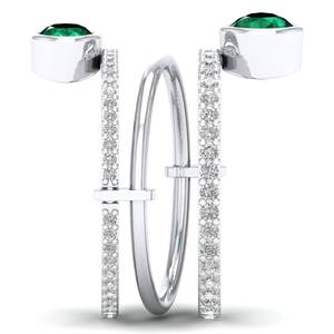 REYES-Bagues de fiançailles empilables en or 14 carats, émeraude, pierre de naissance solitaire - Product Image 3