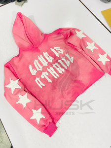 2023 nouveau créateur de mode poids lourd à capuche 450gsm lavage au soleil surdimensionné coupe recadrée sweats à capuche en détresse - Product Image 5