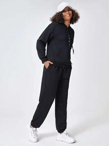 Survêtement 100% coton sur mesure pour femmes, vêtements d'hiver de haute qualité de couleur unie avec style brodé décontracté - Product Image 5