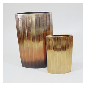 Latest Handmade Aluminium Flower Vase with Sophisticated Carved Textures Ideal for Enhancing Hotel Lobby <b>Aesthetics</b> - Product Image 1