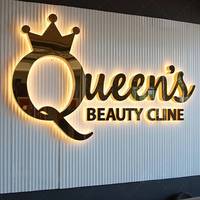 Enseigne LED personnalisée, lettres en métal doré rétroéclairées, logo d'entreprise 3D illuminé, signalétique pour salon de coiffure, institut de beauté, mur intérieur