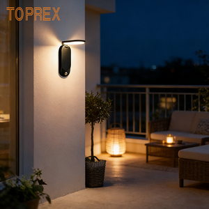 Lampe murale LED solaire pliable TOPREX avec détecteur de mouvement et étanchéité IP65, lumière blanche chaude pour porche et porte d'entrée - Product Image 1