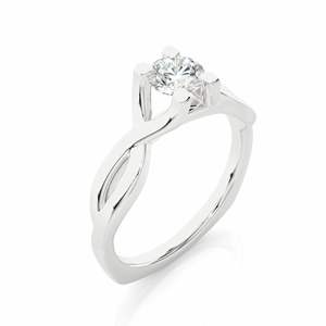 Bague de fiançailles en diamant rond solitaire avec tige torsadée pour femmes - Product Image 2