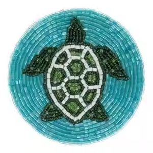 Customized design Embroidered Coaster with Beads Handmade Drinkware Coaster Gift Vintage inspired beaded drink coaster - Product Image 5