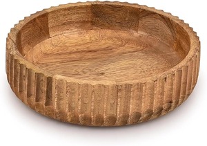 Decorative <b>Wooden</b> Serving Bowl With 2 <b>Server</b> Rustic <b>Wooden</b> Bowl for <b>Salad</b> Fruit Home Kitchen Dining Table Party and Wedding Use - Product Image 4