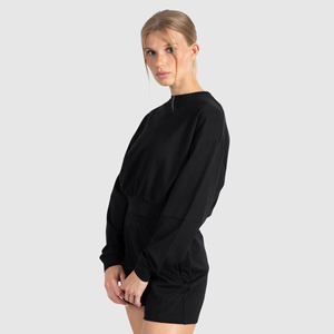 Ensemble de gymnastique en velours d'entraînement personnalisé de printemps pour femmes sweat-shirt en coton biologique sweat à capuche oversize haut court jogger jumpers - Product Image 3