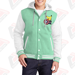 Chaqueta universitaria cálida y elegante para hombre con capucha 100% algodón polar bordado Technics Impresión digital teñido liso para invierno - Product Image 1