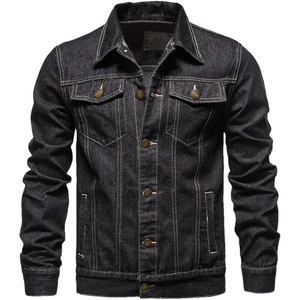 Veste en jean d'hiver vintage élégante pour homme, rayée, imperméable, respirante, boutonnée, tissu doux et flexible, construction durable, personnalisable - Product Image 1